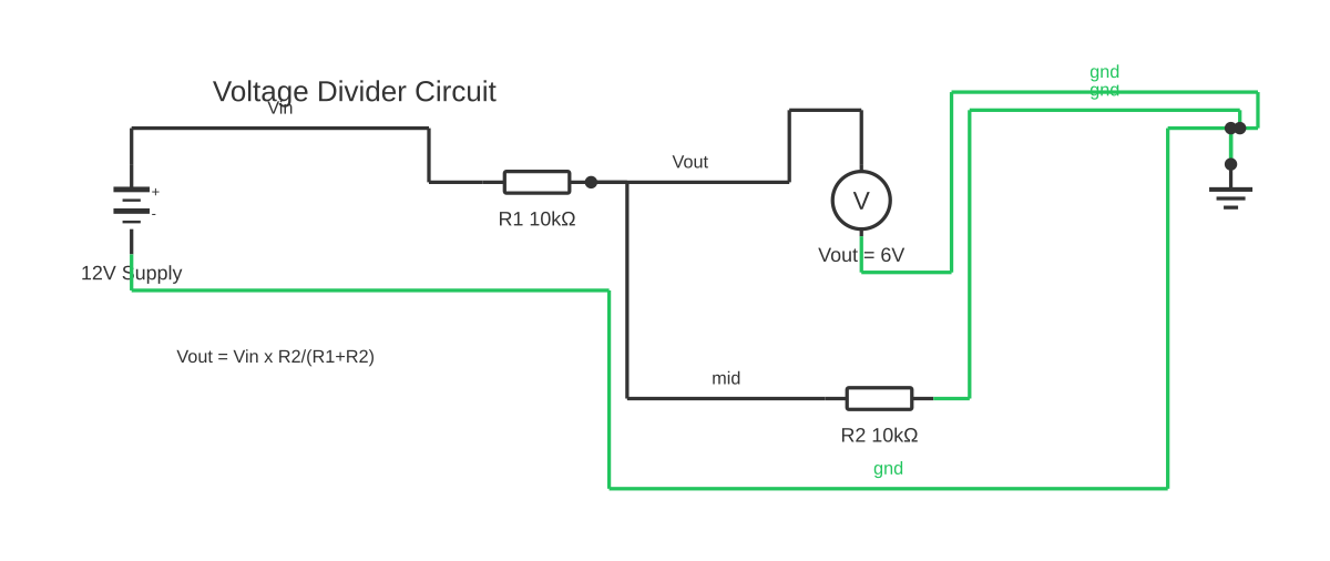 Low voltage lighting wiring diagram showing battery, resistor and voltmeter with 6 wired connections